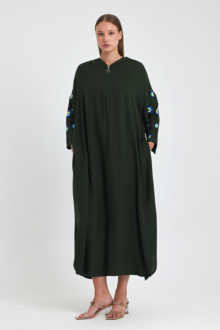 (4P.PACK) Evil Eye Charm Embroidered Kaftan Dress