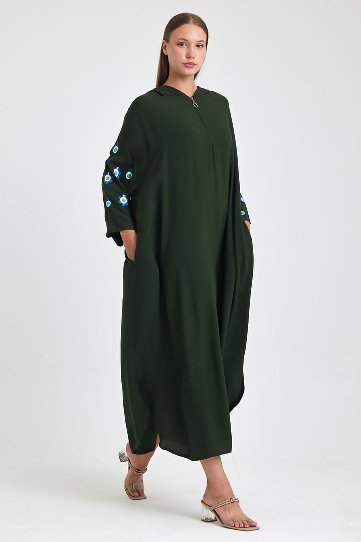 (4P.PACK) Evil Eye Charm Embroidered Kaftan Dress