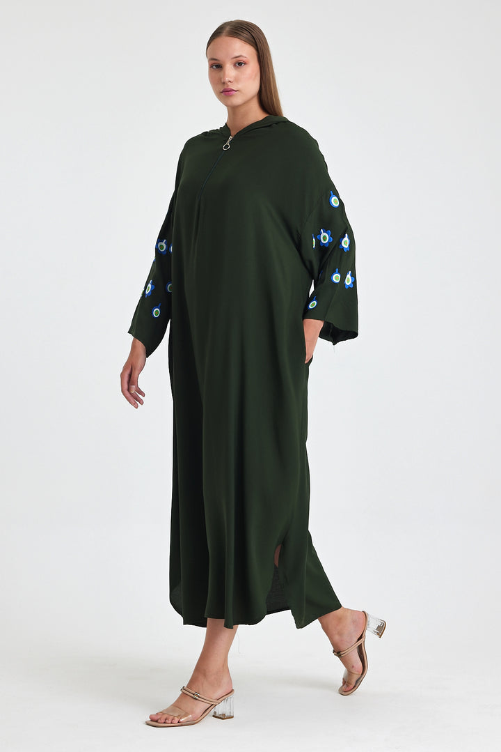 (4P.PACK) Evil Eye Charm Embroidered Kaftan Dress