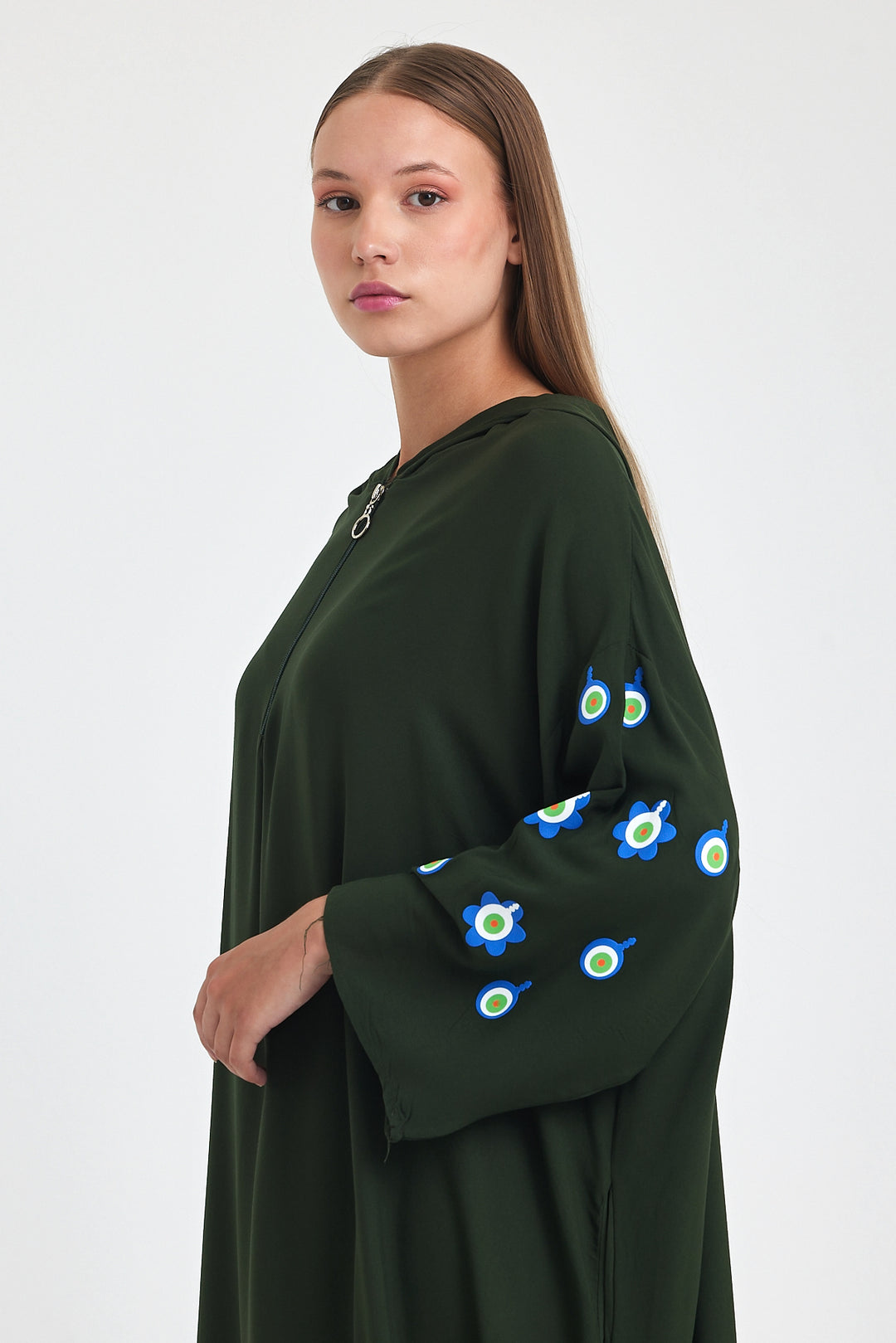 (4P.PACK) Evil Eye Charm Embroidered Kaftan Dress