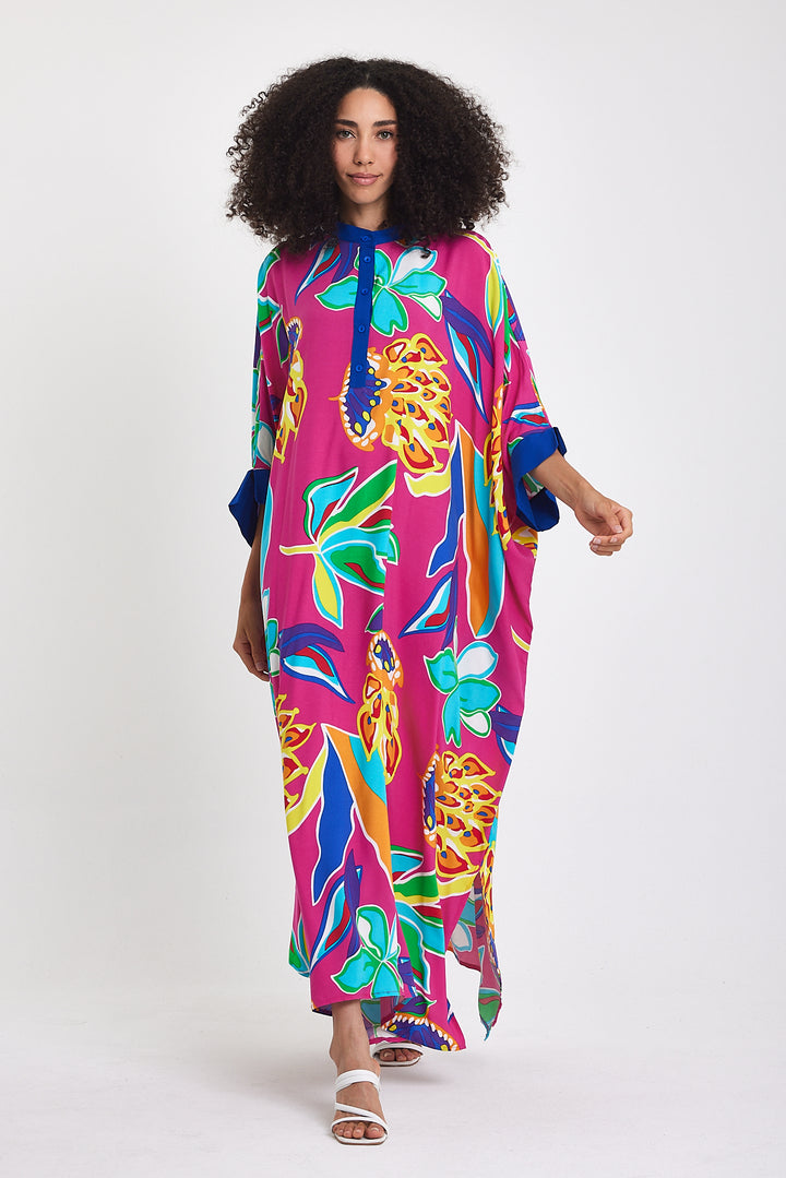 (4P.PACK) Tropical Bloom Kaftan Dress