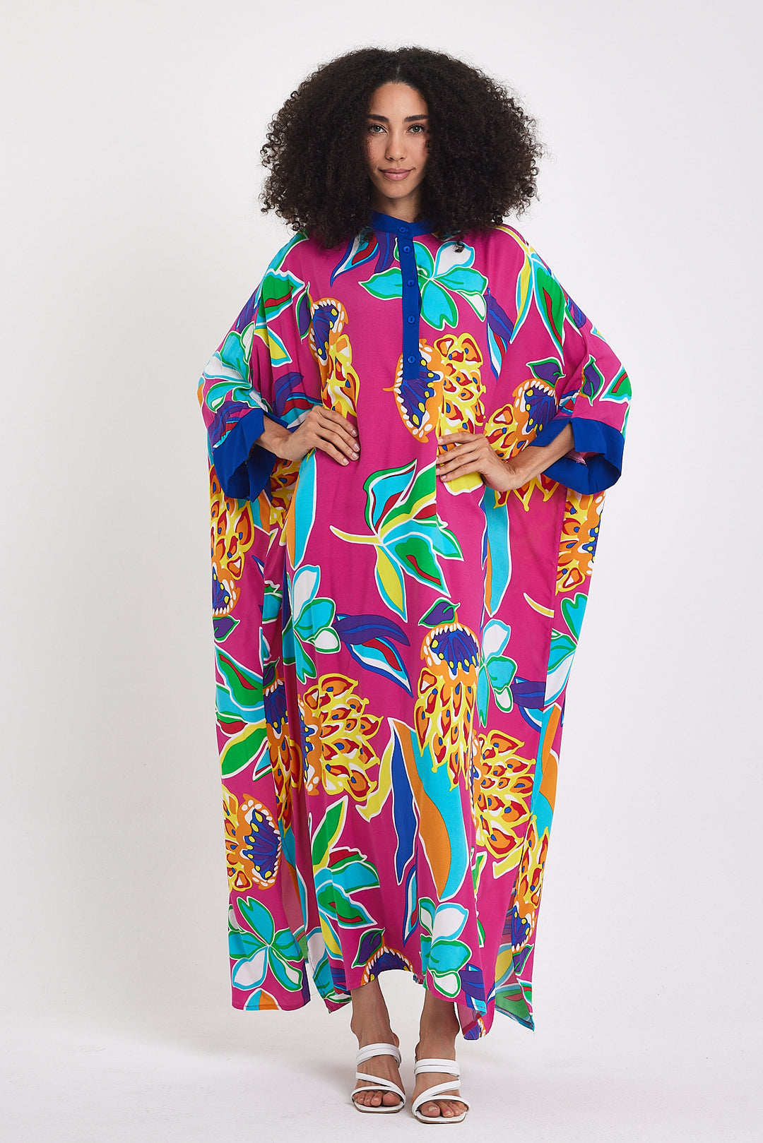 (4P.PACK) Tropical Bloom Kaftan Dress