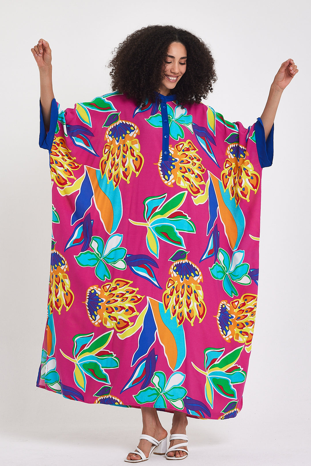 (4P.PACK) Tropical Bloom Kaftan Dress