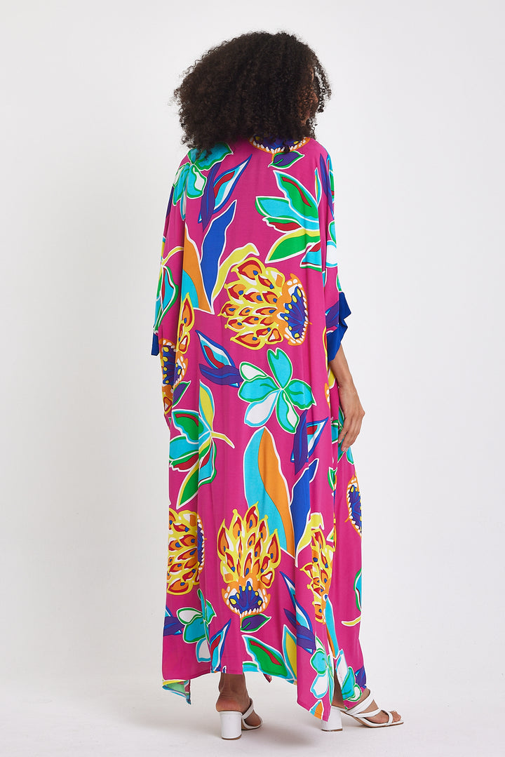 (4P.PACK) Tropical Bloom Kaftan Dress
