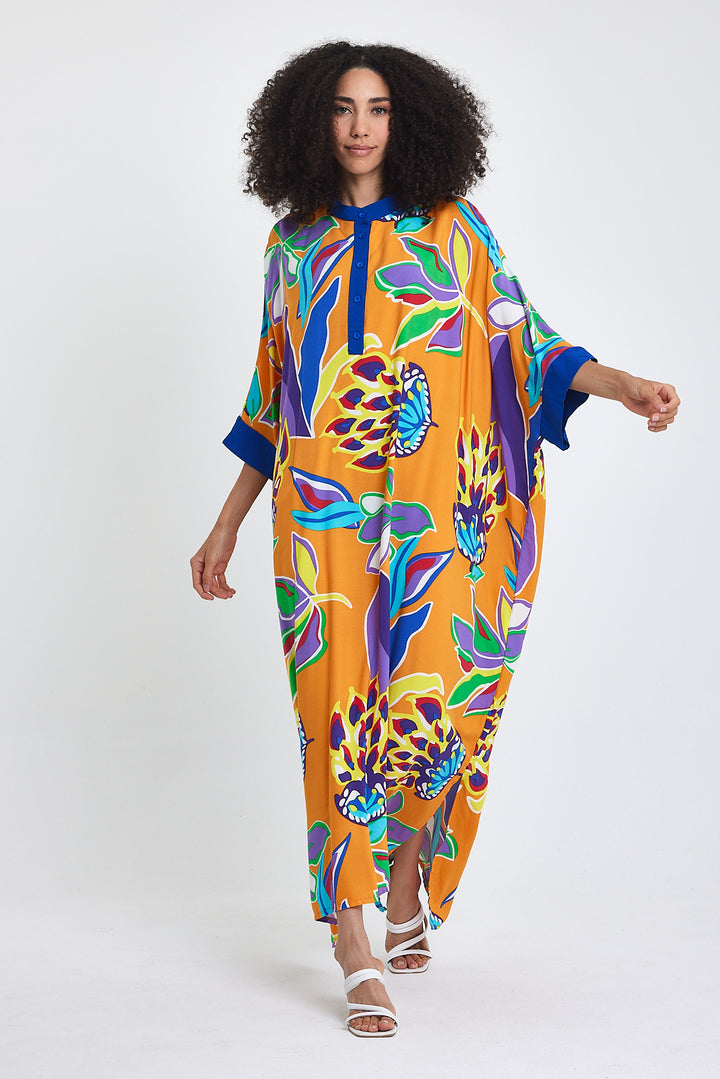(4 P.PACK) Tropical Bloom Kaftan Dress