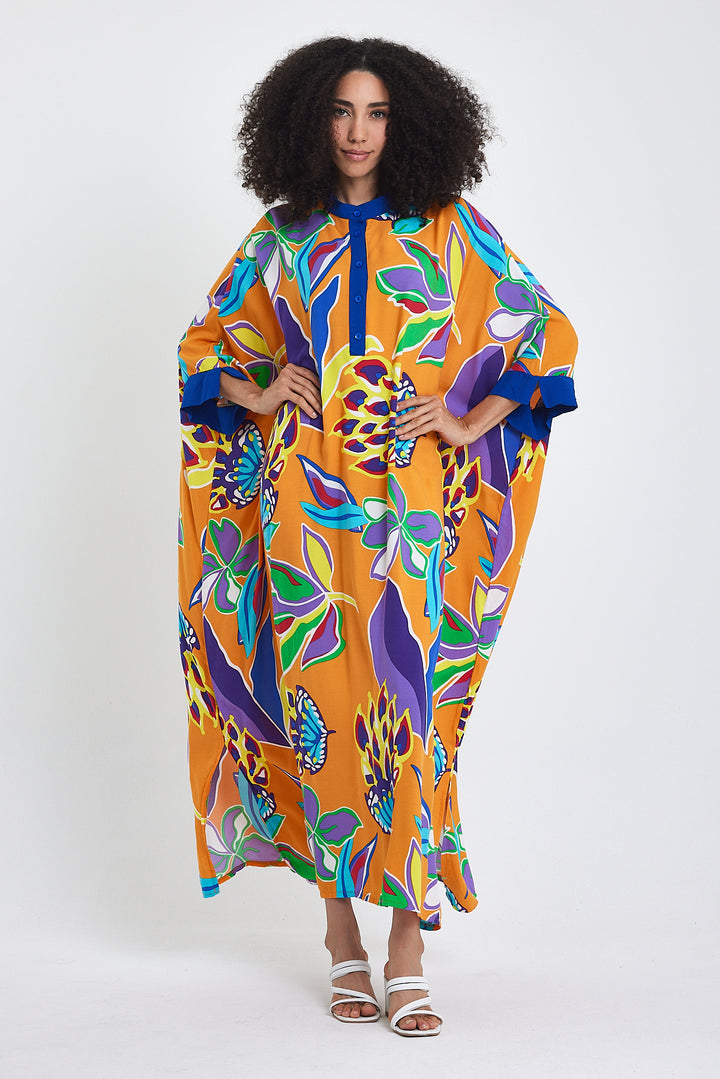 (4 P.PACK) Tropical Bloom Kaftan Dress