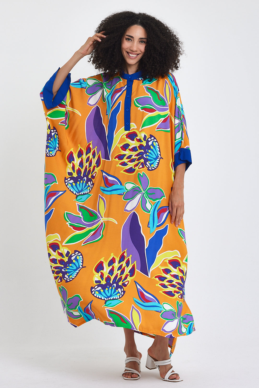 (4 P.PACK) Tropical Bloom Kaftan Dress