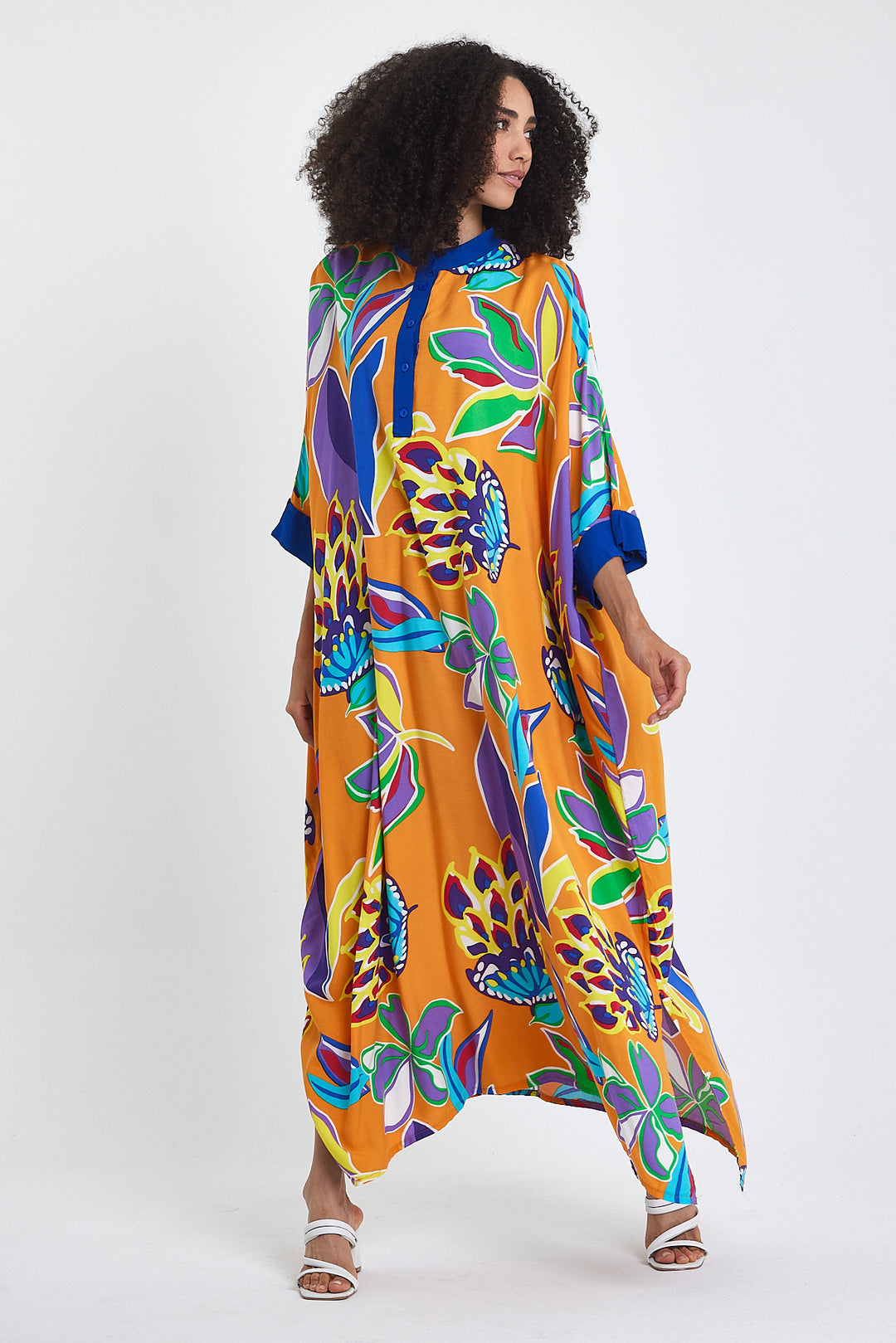 (4 P.PACK) Tropical Bloom Kaftan Dress