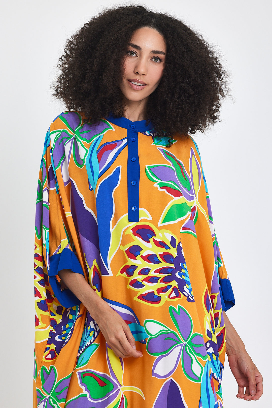 (4 P.PACK) Tropical Bloom Kaftan Dress