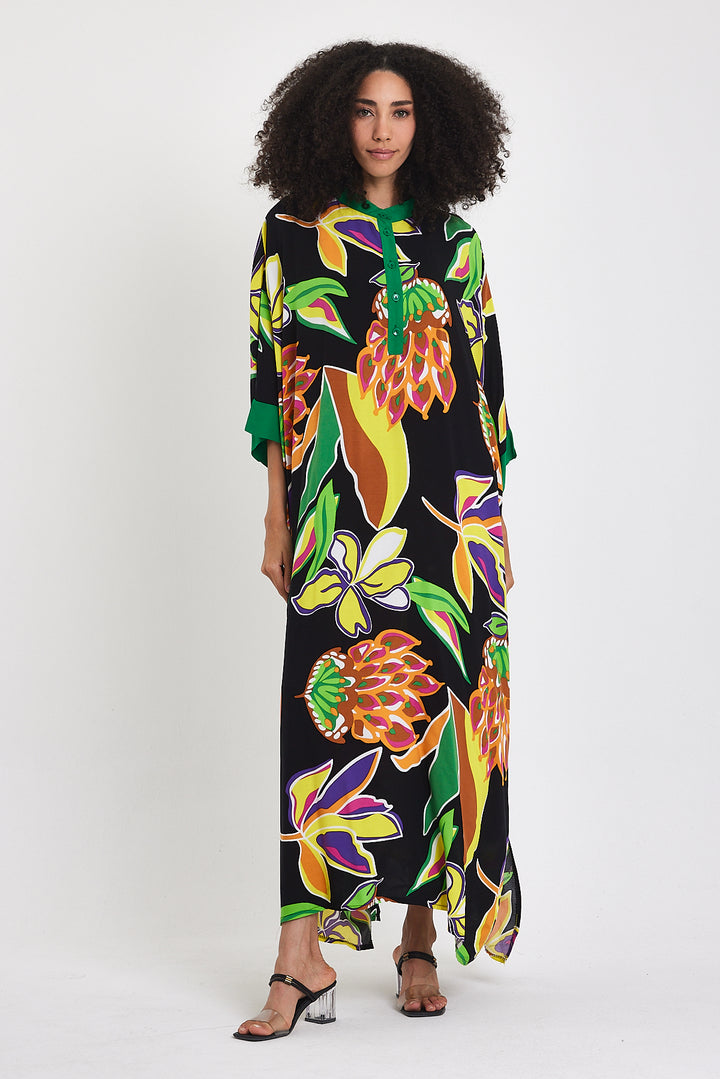 (4P.PACK) Tropical Bloom Kaftan Dress