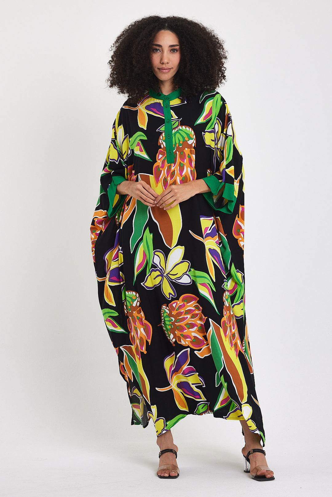 (4P.PACK) Tropical Bloom Kaftan Dress