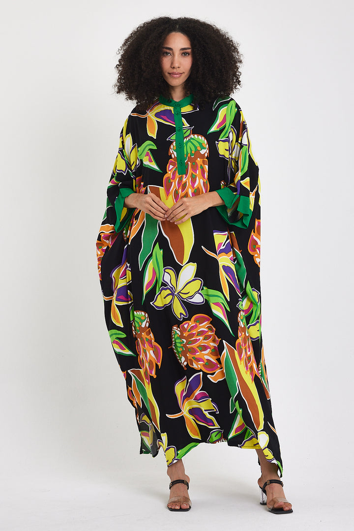 (4P.PACK) Tropical Bloom Kaftan Dress