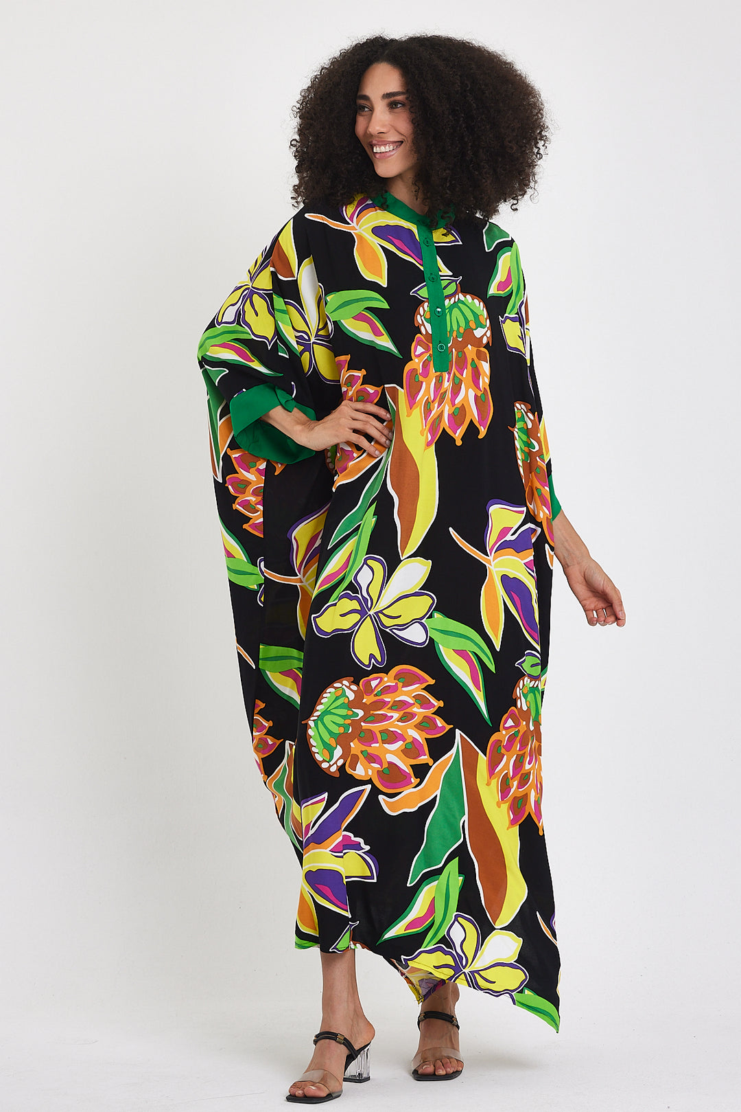 (4P.PACK) Tropical Bloom Kaftan Dress