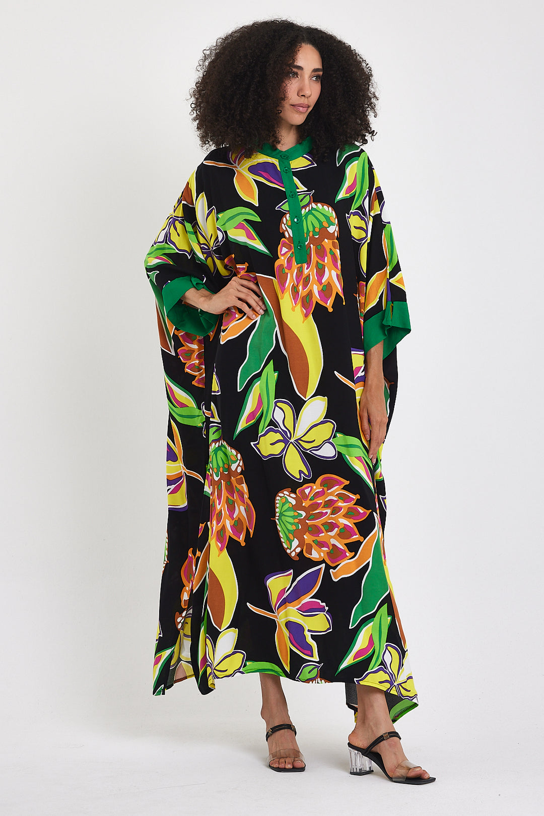 (4P.PACK) Tropical Bloom Kaftan Dress