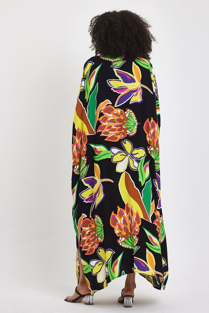 (4P.PACK) Tropical Bloom Kaftan Dress