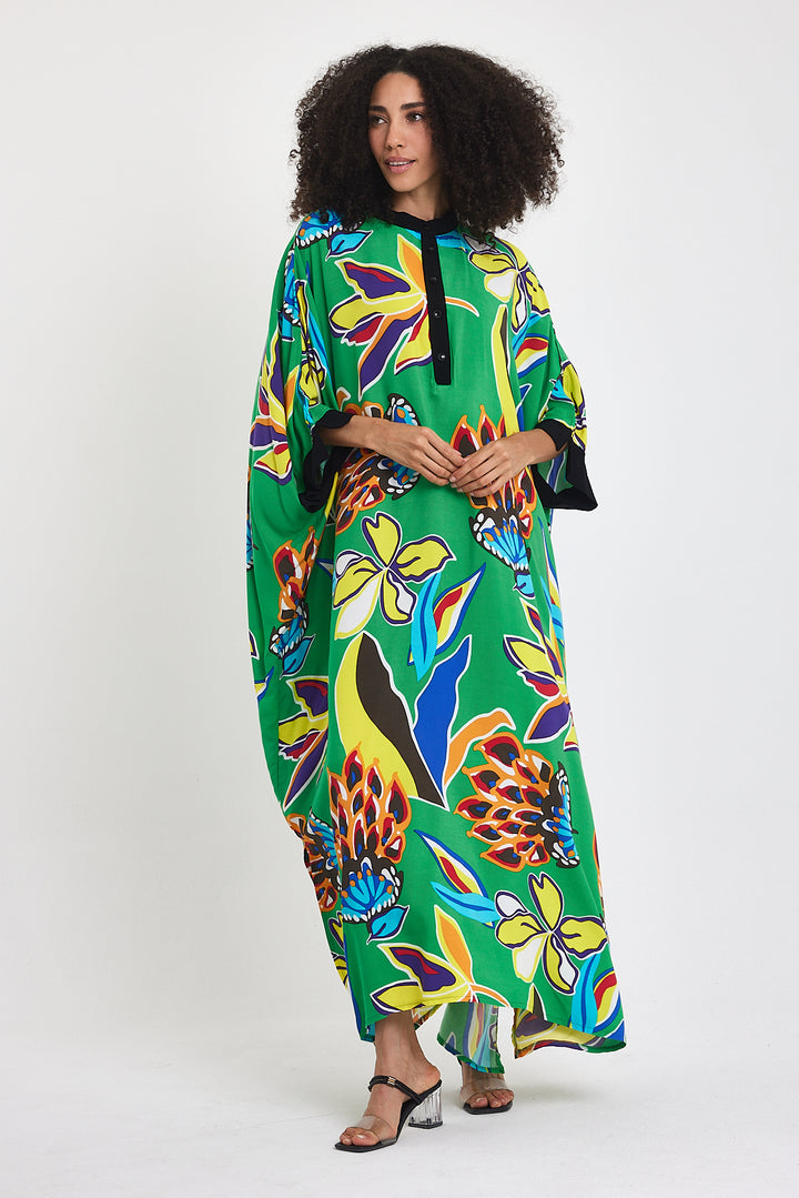 (4P.PACK) Tropical Bloom Kaftan Dress