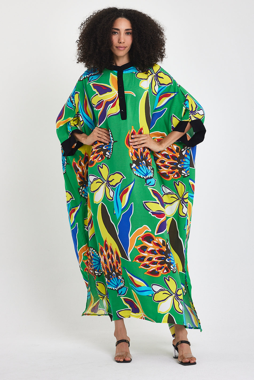 (4P.PACK) Tropical Bloom Kaftan Dress