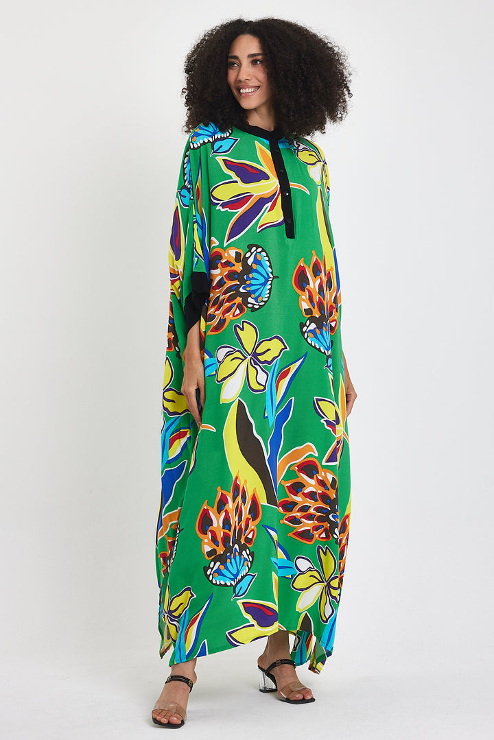 (4P.PACK) Tropical Bloom Kaftan Dress