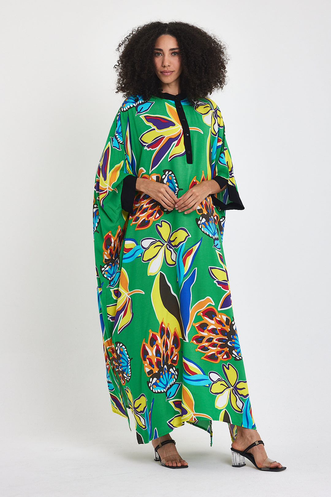(4P.PACK) Tropical Bloom Kaftan Dress