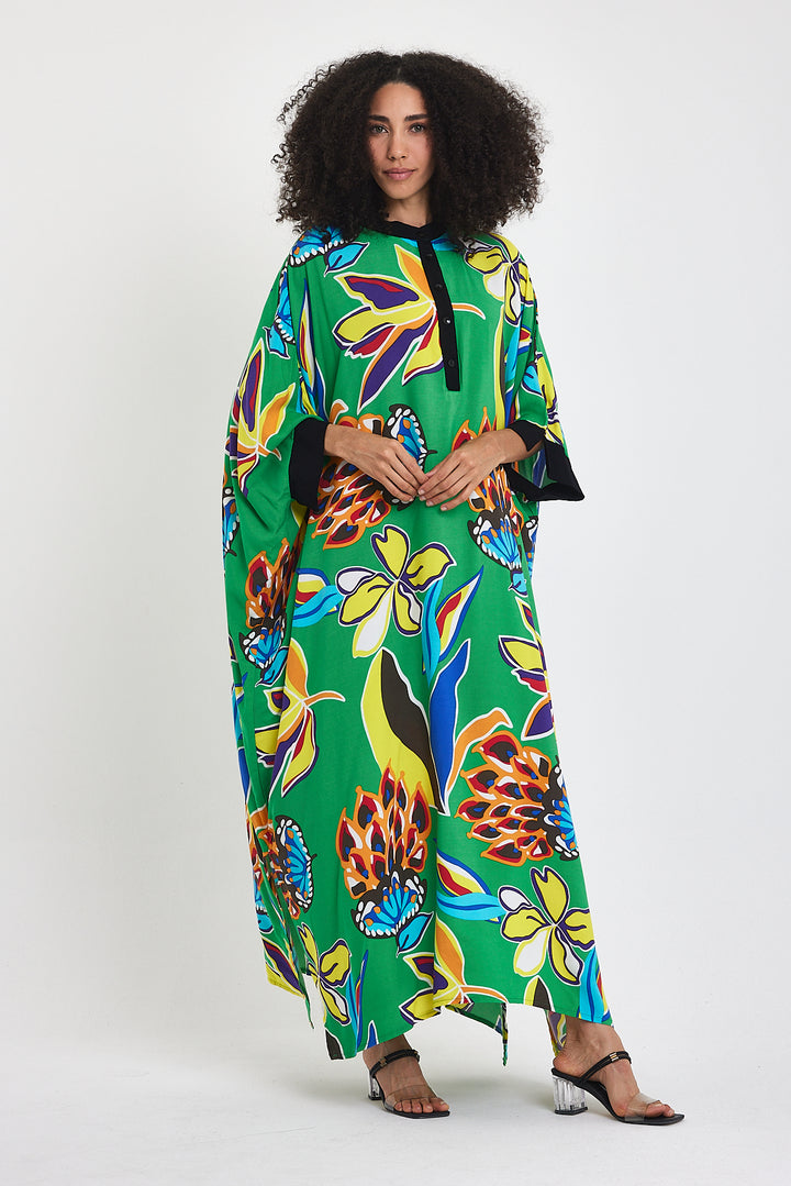 (4P.PACK) Tropical Bloom Kaftan Dress