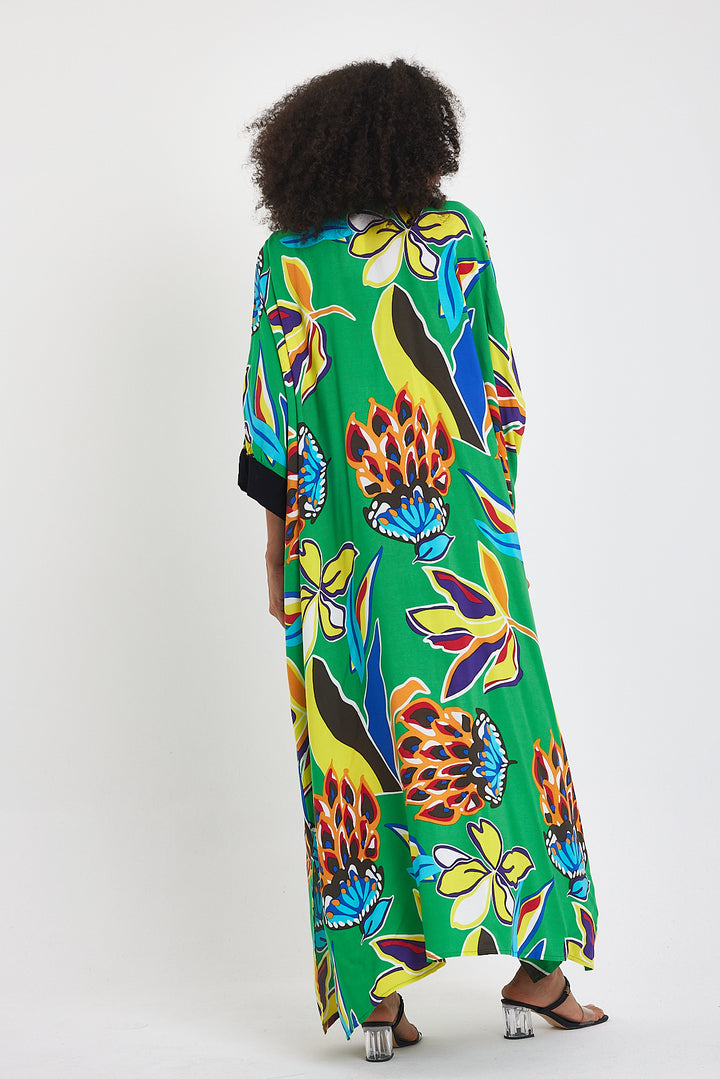 (4P.PACK) Tropical Bloom Kaftan Dress