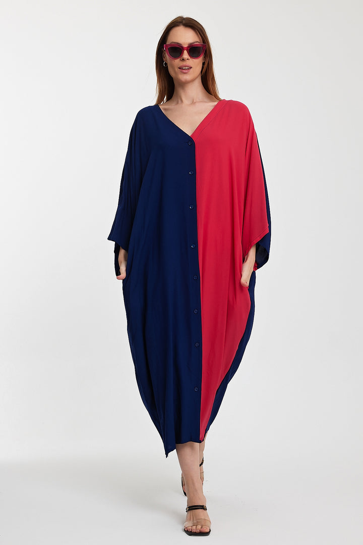 (4P.PACK) Color Block Harmony Kaftan Dress