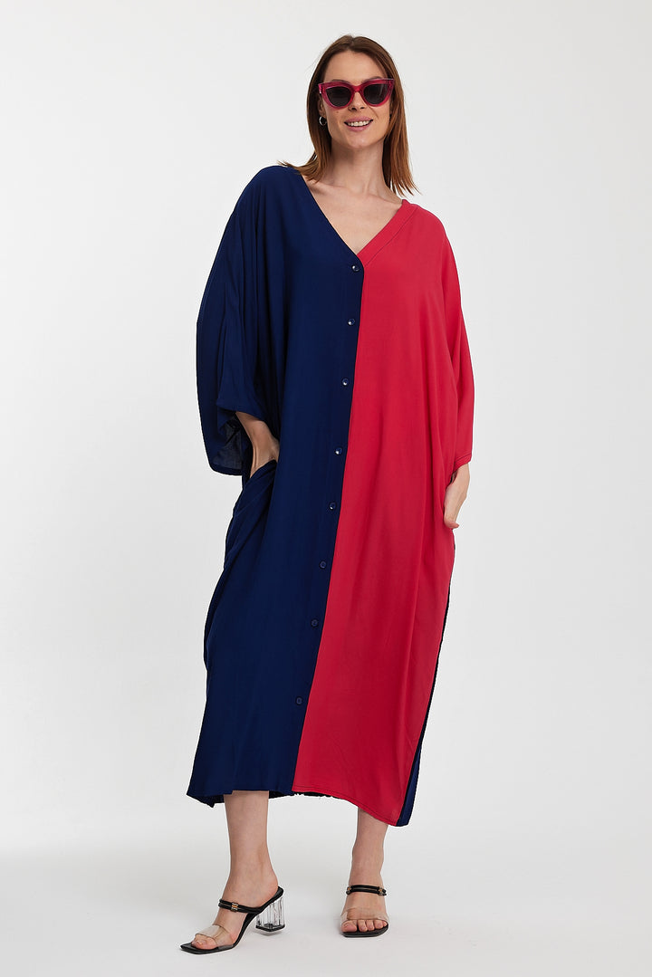 (4P.PACK) Color Block Harmony Kaftan Dress