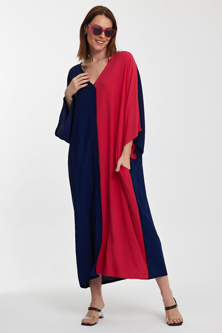 (4P.PACK) Color Block Harmony Kaftan Dress