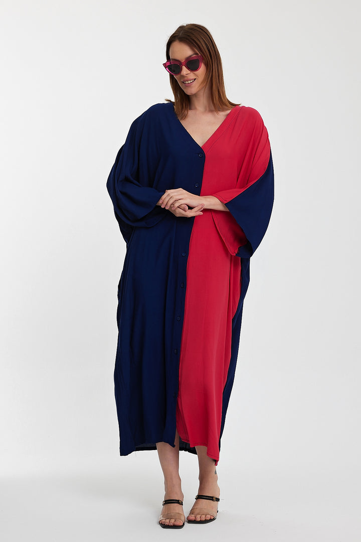 (4P.PACK) Color Block Harmony Kaftan Dress