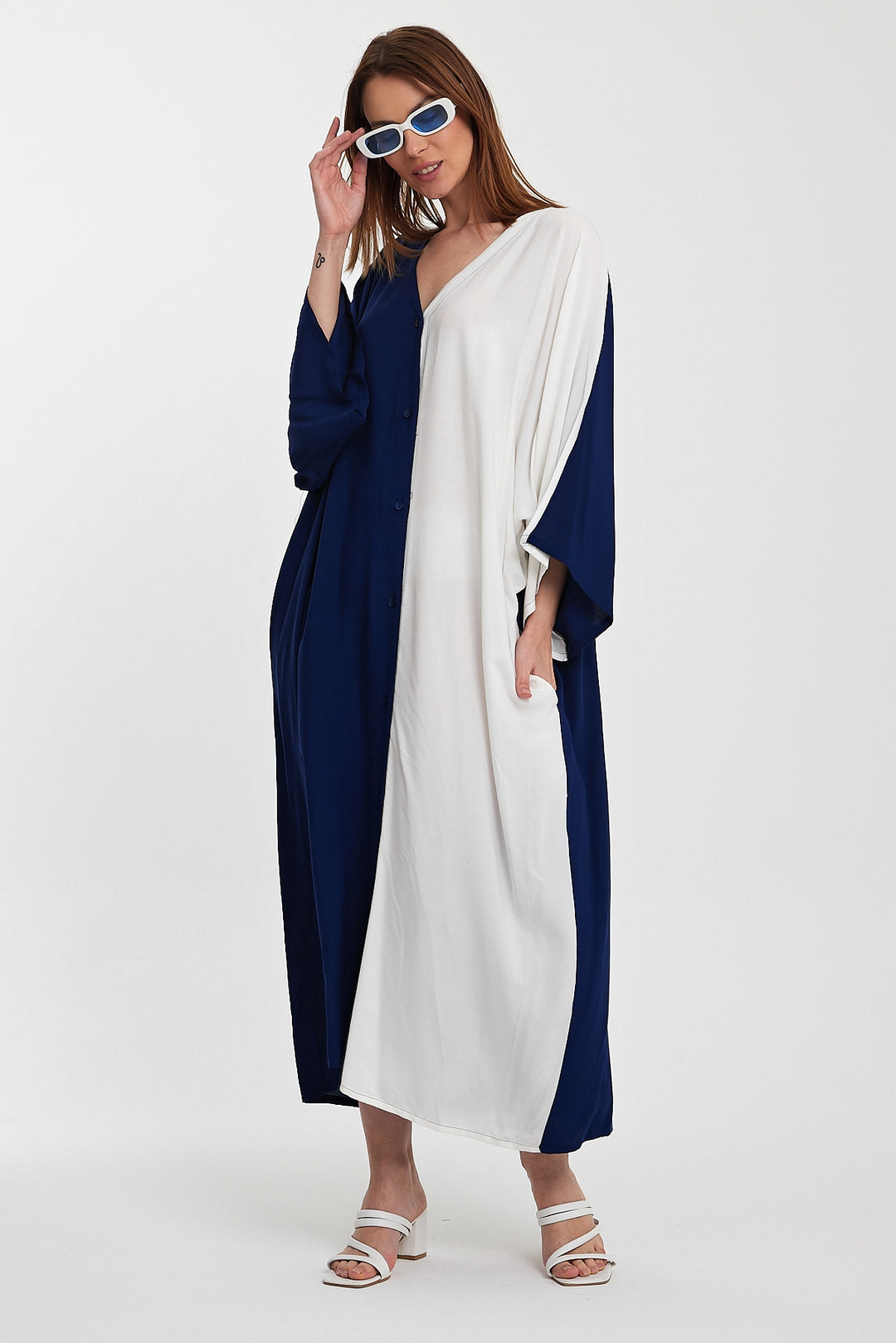 (4P.PACK) Color Block Harmony Kaftan Dress