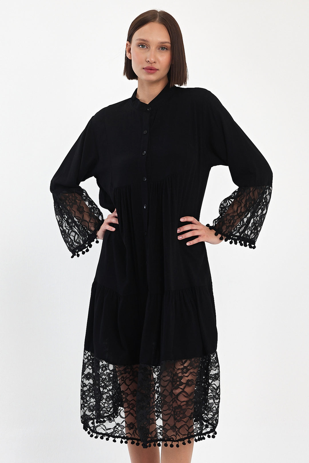 (4P.PACK) Luna Lace Tiered Midi Dress