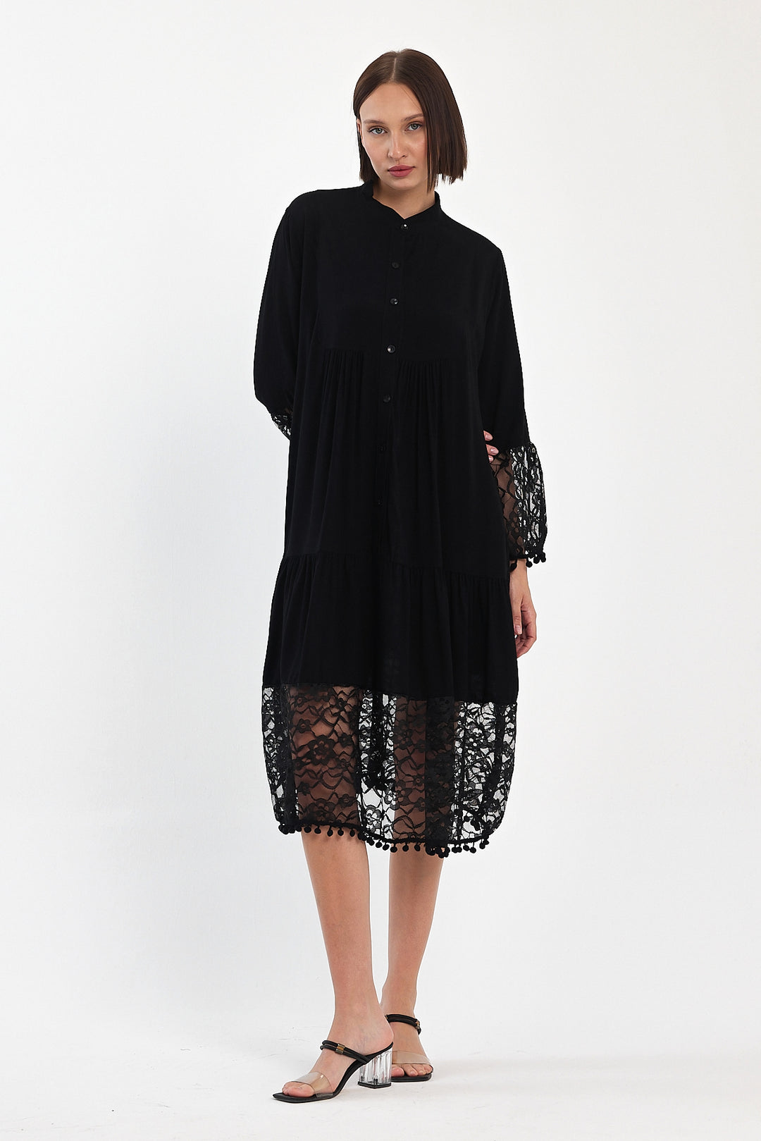 (4P.PACK) Luna Lace Tiered Midi Dress