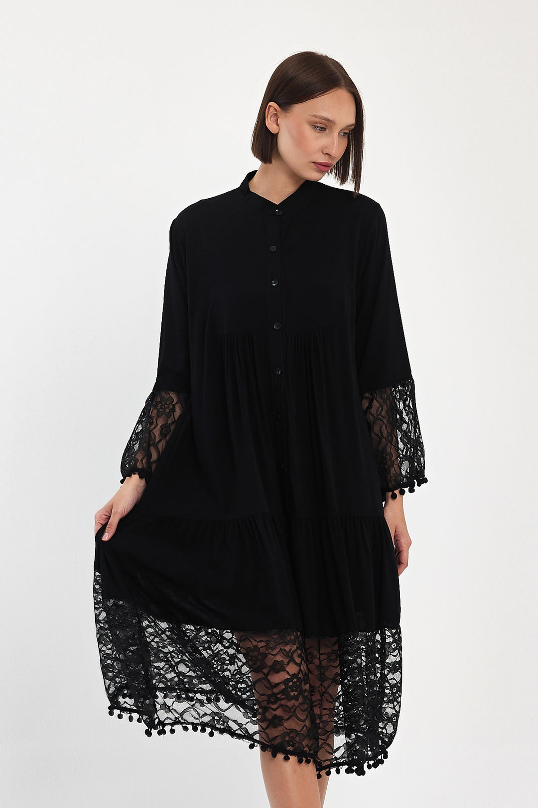 (4P.PACK) Luna Lace Tiered Midi Dress