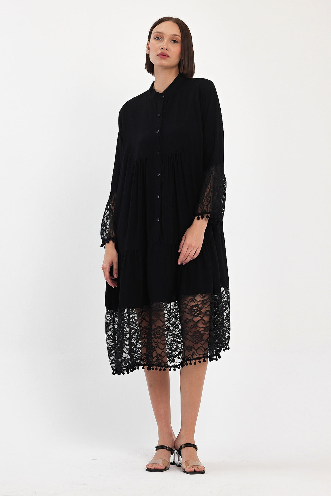 (4P.PACK) Luna Lace Tiered Midi Dress
