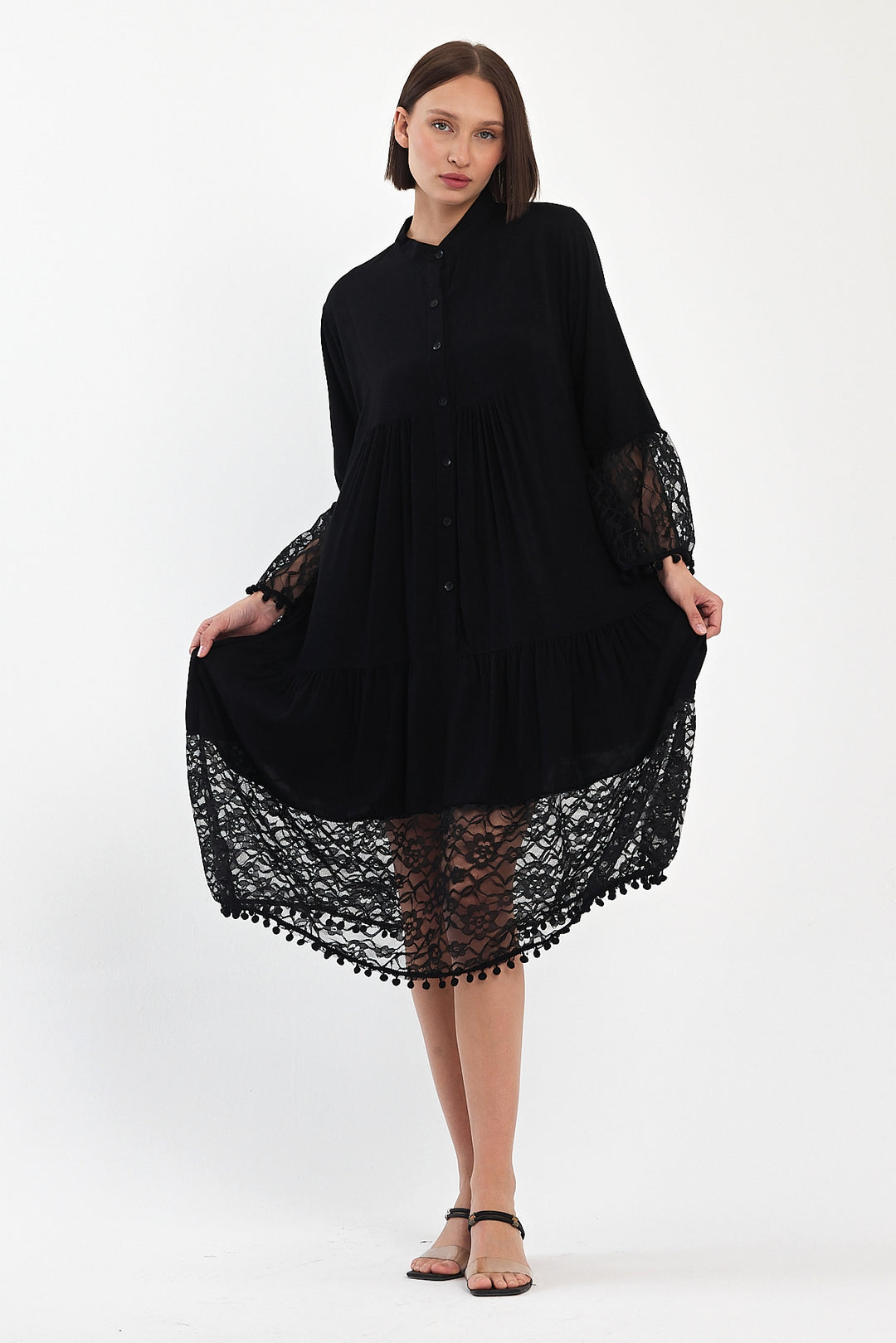 (4P.PACK) Luna Lace Tiered Midi Dress