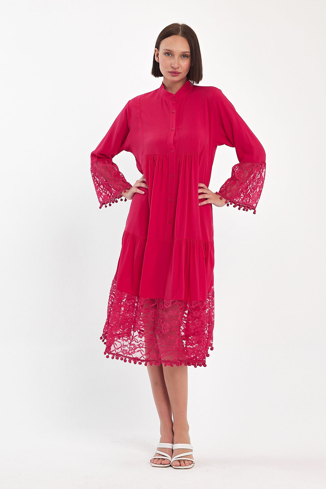 (4P.PACK) Luna Lace Tiered Midi Dress