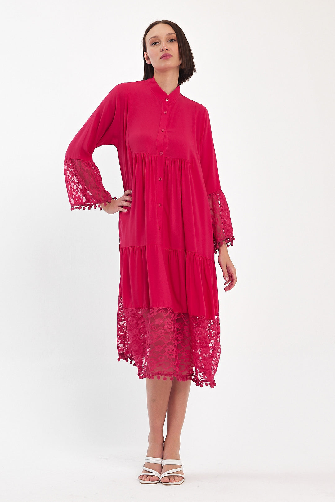 (4P.PACK) Luna Lace Tiered Midi Dress