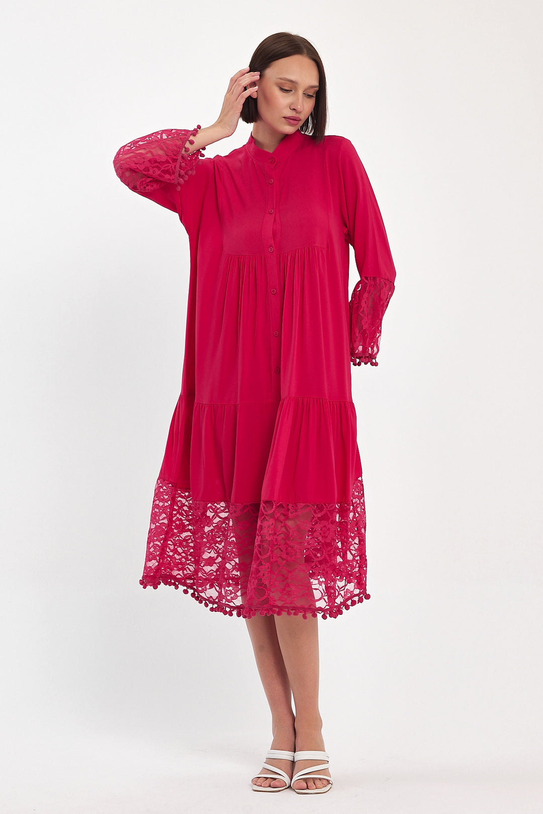 (4P.PACK) Luna Lace Tiered Midi Dress