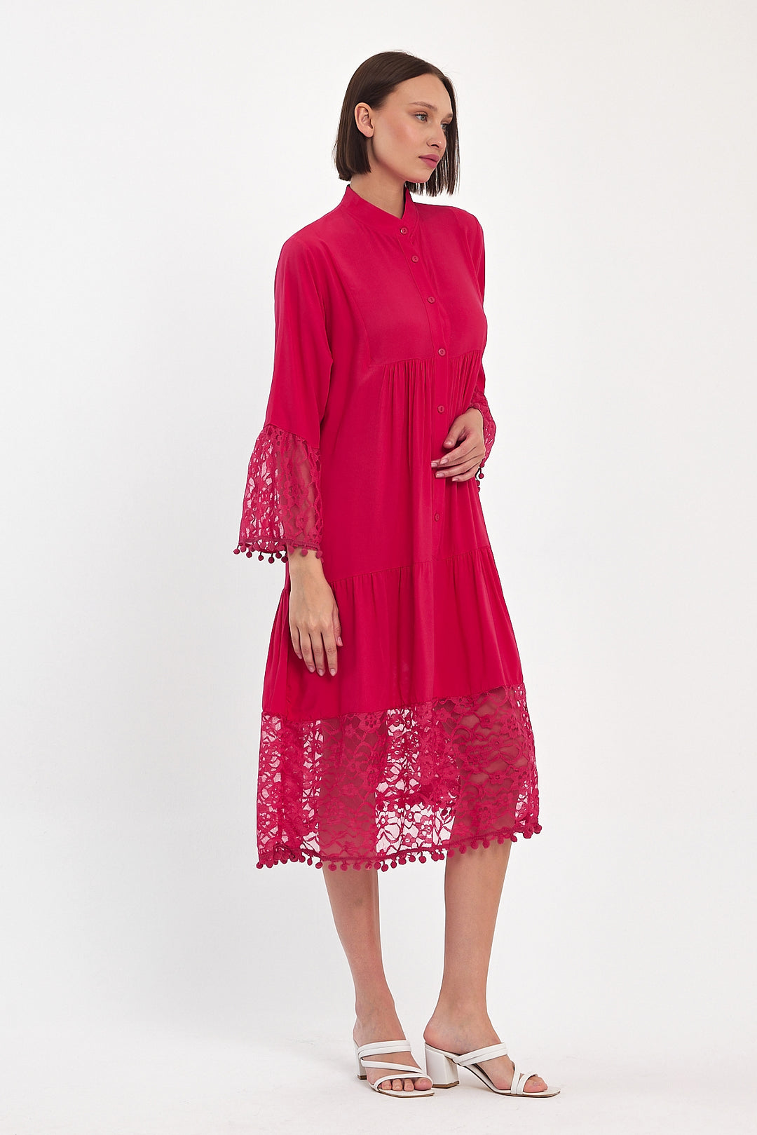 (4P.PACK) Luna Lace Tiered Midi Dress