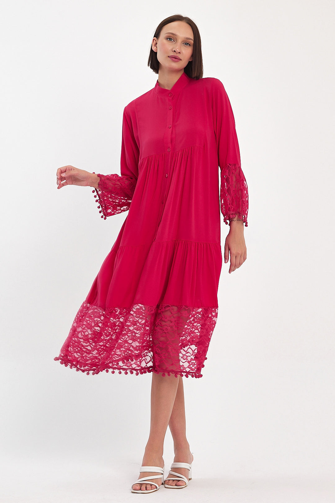 (4P.PACK) Luna Lace Tiered Midi Dress