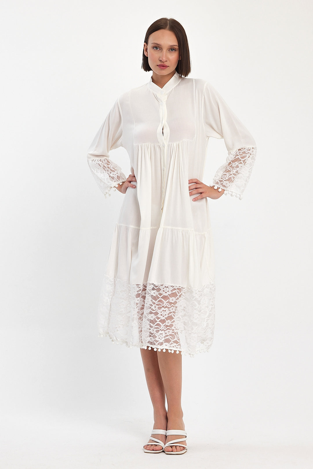 (4P.PACK) Luna Lace Tiered Midi Dress