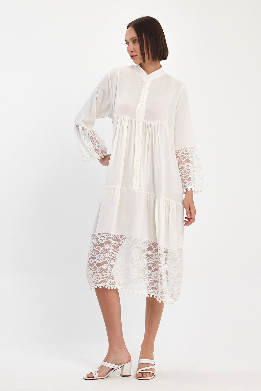 (4P.PACK) Luna Lace Tiered Midi Dress