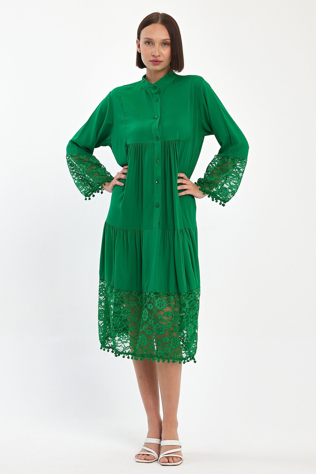 (4P.PACK) Luna Lace Tiered Midi Dress