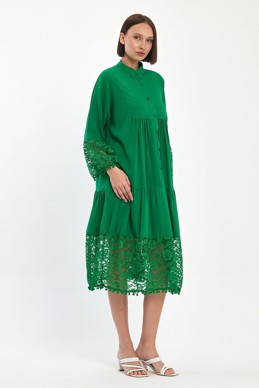 (4P.PACK) Luna Lace Tiered Midi Dress