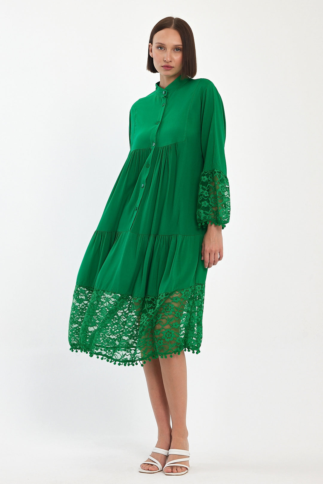 (4P.PACK) Luna Lace Tiered Midi Dress