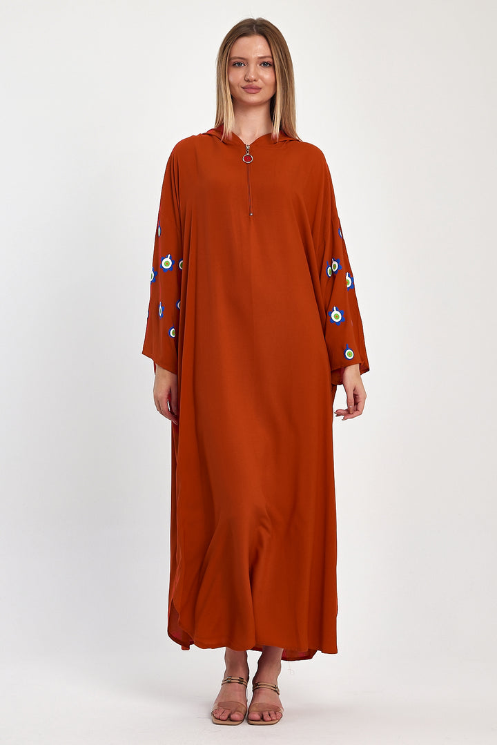 (4P.PACK) Evil Eye Charm Embroidered Kaftan Dress