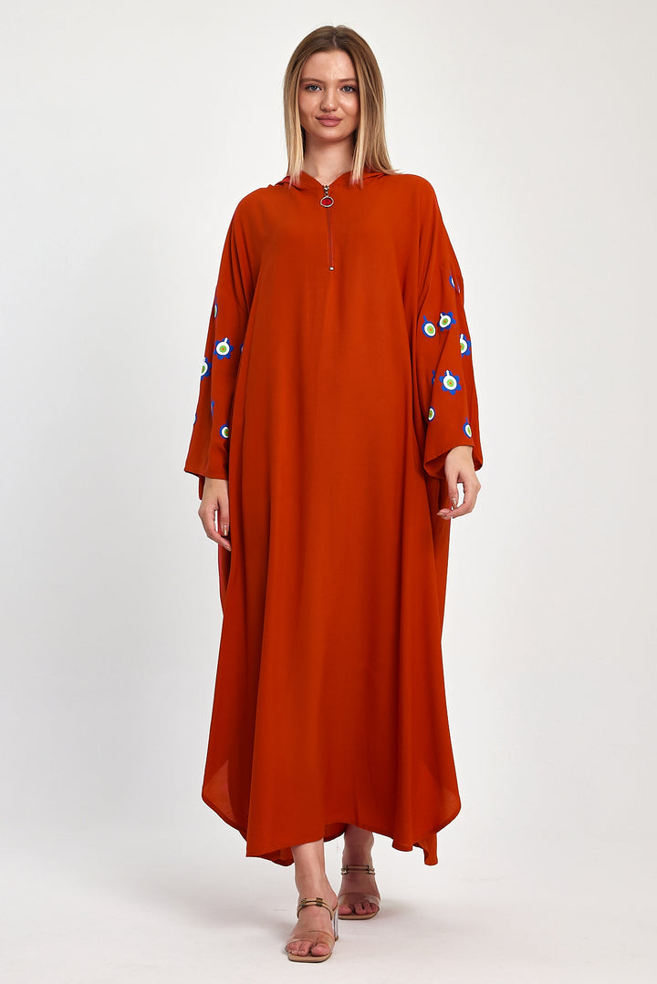 (4P.PACK) Evil Eye Charm Embroidered Kaftan Dress
