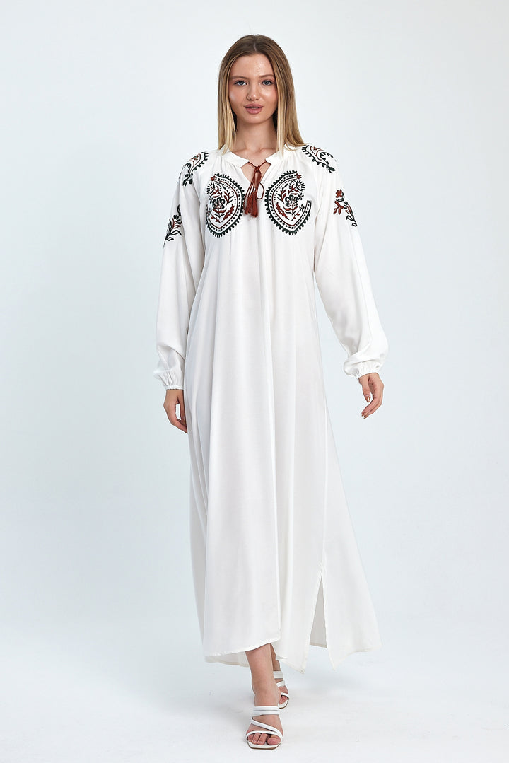 (4 P.PACK) Boho Heritage Embroidered Maxi Kaftan Dress