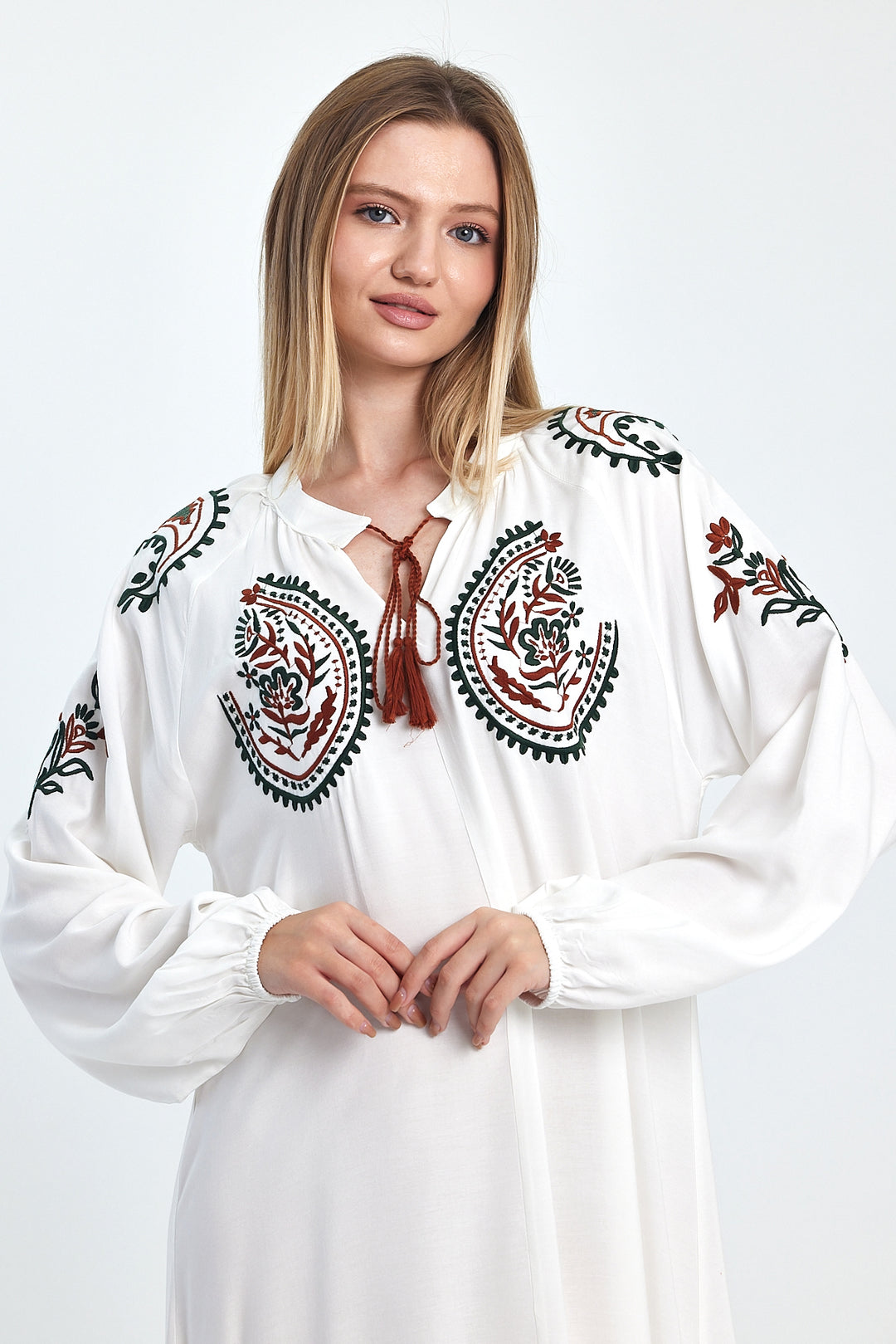 (4 P.PACK) Boho Heritage Embroidered Maxi Kaftan Dress