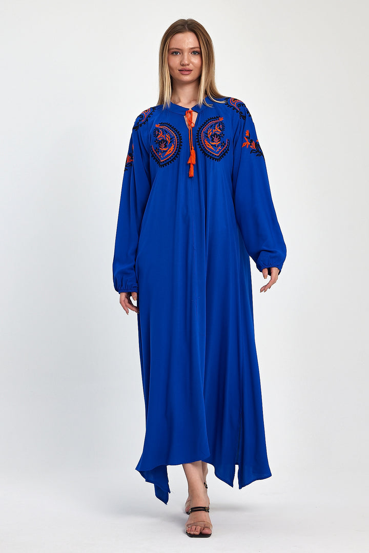 (4P.PACK) Royal Boho Embroidered Maxi Kaftan Dress